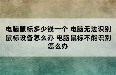 电脑鼠标多少钱一个 电脑无法识别鼠标设备怎么办 电脑鼠标不能识别怎么办